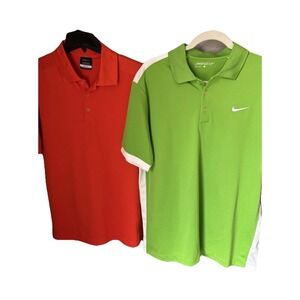Lot of 2 Nike Golf Dri-Fit Size Large L Mens Polo Short Sleeve Shirts Outdoor